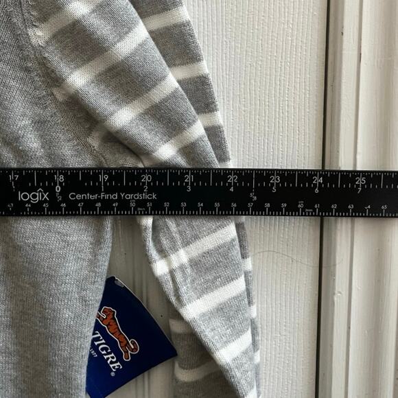 Le Tigre New Gray Cotton Polar Bear With Scarf Graphic Lightweight Sweater Large - Picture 9 of 13